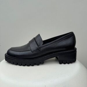 Aerosoles Black Leather Loafers Women Size 8.5